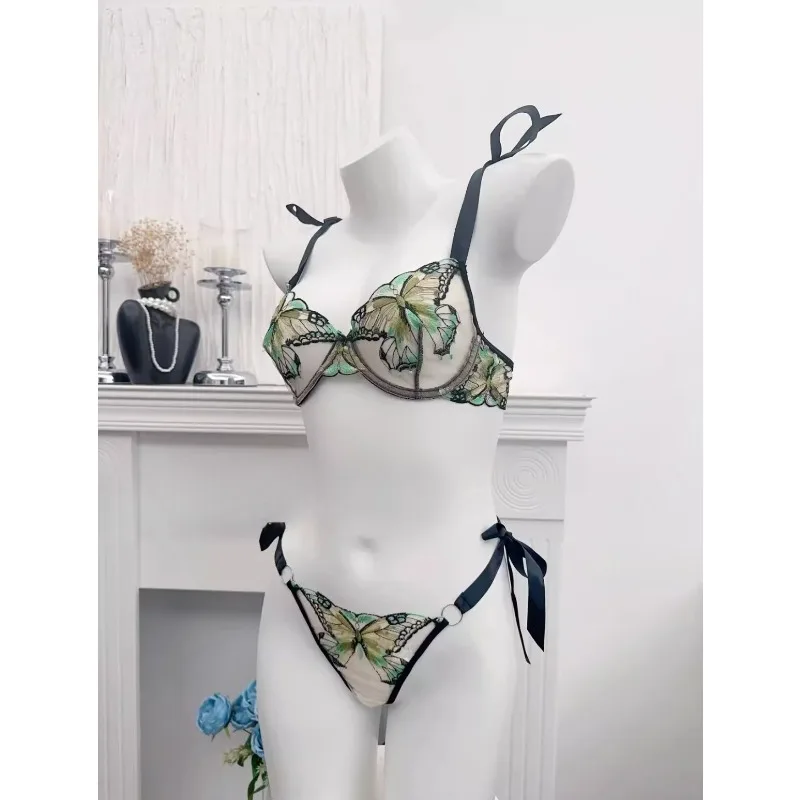 Ensemble de lingerie Reggente Pizzo Francese Farfalla, filet transparent, bretelles élastiques, sans rembourrage, S-XL, neuf et doux