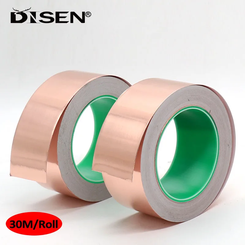 

30M/Roll Double Sided Conduct Copper Foil Tape Shielding Electromagnetic Single Side Adhesive High Viscosity Anti-Static Tape