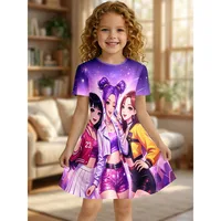 Robe imprimée Girl K-Pop Star Group, robe t-shirt à manches courtes violet Galaxy, adaptée aux cadeaux d'anniversaire et aux fêtes 2