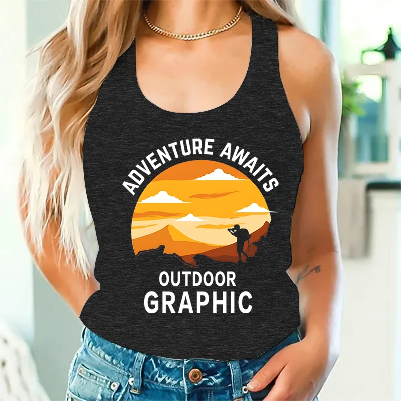 Vest Adventure Awaits Outdoor Graphic Tank Top Women's Vintage Sexy Camis Tees Fashion Funny Sleeveless Racerback Tank Tops