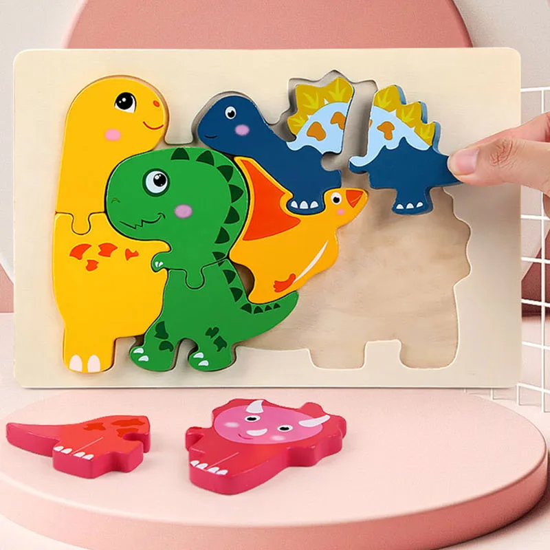 

Baby Wooden Toys Montessori 3D Puzzle for Kids 2 3 4 Years Cartoon Animals Cognitive Jigsaw Early Learning Intelligence Game Toy