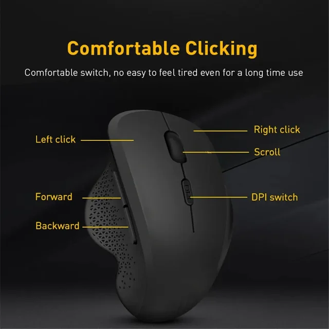 Wireless Mouse Ergonomic Computer Mouse PC Optical Mause with USB Receiver 6 buttons 2.4Ghz Wireless Mice 1600 DPI For Laptop 3
