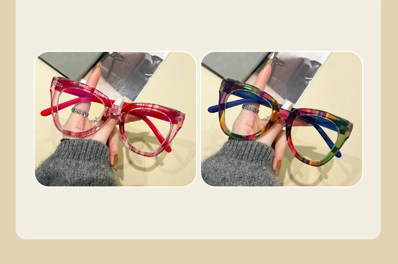 R57425 Mode Regenbogen Farbe Lesebrille Frauen verdicken Vintage Katzenauge optische presbyopische Brille diopt risch 50 ~ 350 – Detail 7