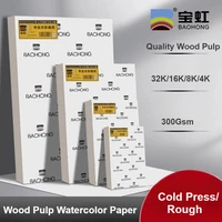 20PCS BAOHONG Watercolor Paper 8K/A3/A4/A5/16K 300g 230g 180g Cold Press / Rough School Supplies Aquarela Student Grade Paper 1