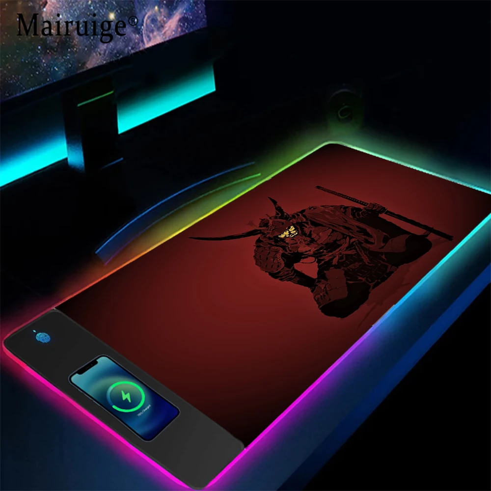 Mairige-samurai Hannya Gaming Mouse Pad pc Mouse Mat Gadgets Japoneses Cool Acessórios de Escritório para Homens xl Carregamento sem Fio - Imagem 2