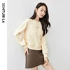 SENTUBILA Embroidery Woman Sweatshirts Pullovers 2024 Winter Straight Cotton Thick Cropped Round Neck Basic Tops 144A57100 4