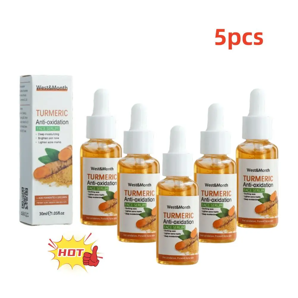 

5PCS Turmeric Essence For Face Whitening Serum Anti-oxidant Nourishing Moisturizing Repair Skin Brighten Fade Dark Spot Essence