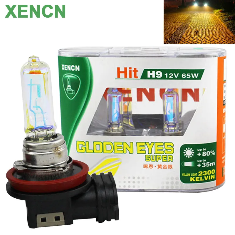 

XENCN H9 Golden Eye 2300K супер желтые галогенные лампы для автомобильных фар + 80% ярких оригинальных автомобильных ламп OEM 12 в 65 Вт (пара)