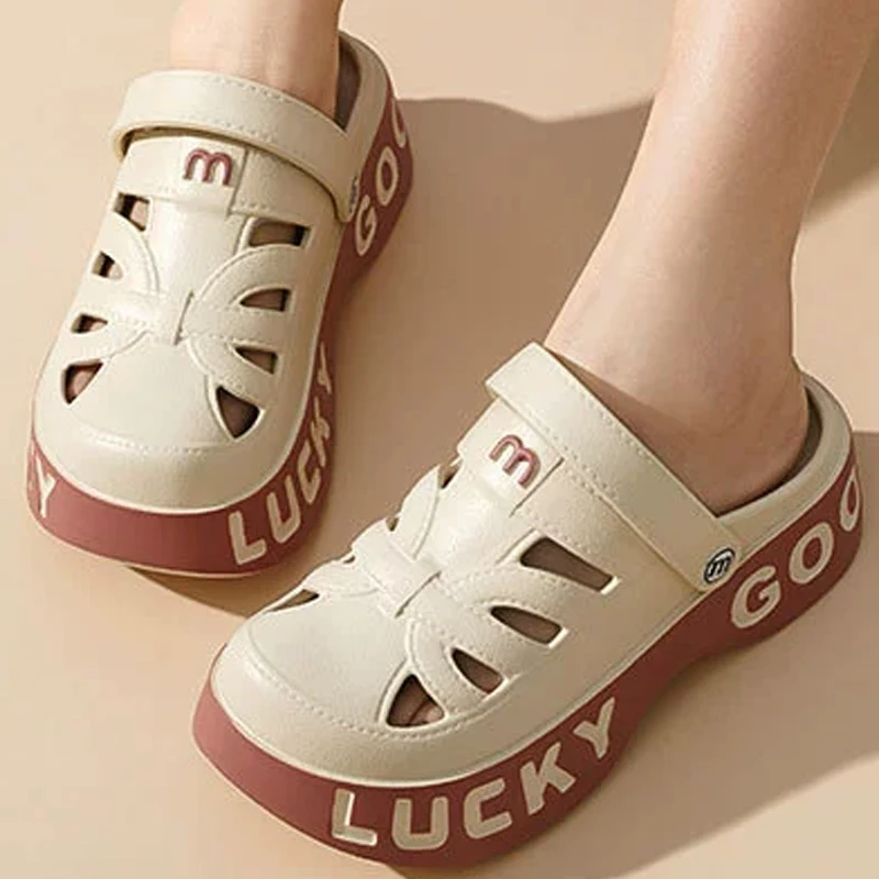 Women's Summer Sandals Thick Soled Slip On Casual Beach Shoes