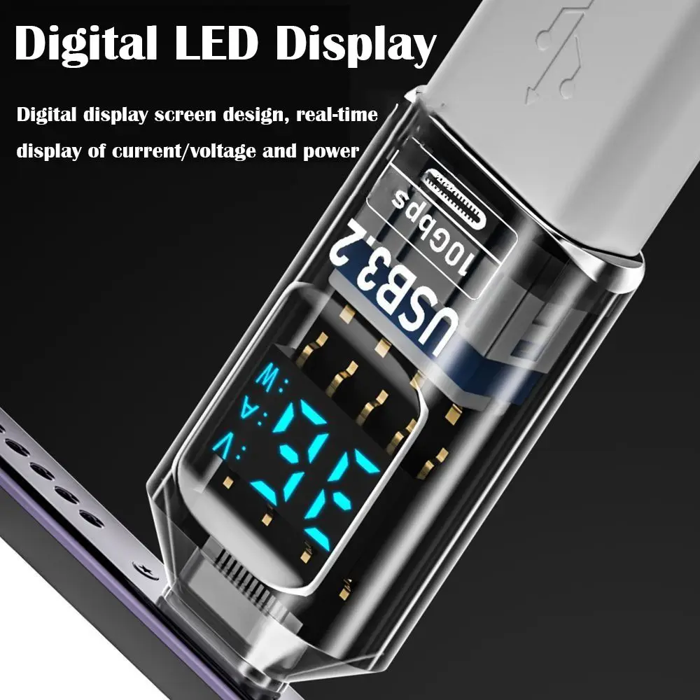 1PCS Digital LED Display USB 3.2 Adapter 10Gbps 36-60W Power Meter Tester Smart Chip Data Transmission USB C Extension 6