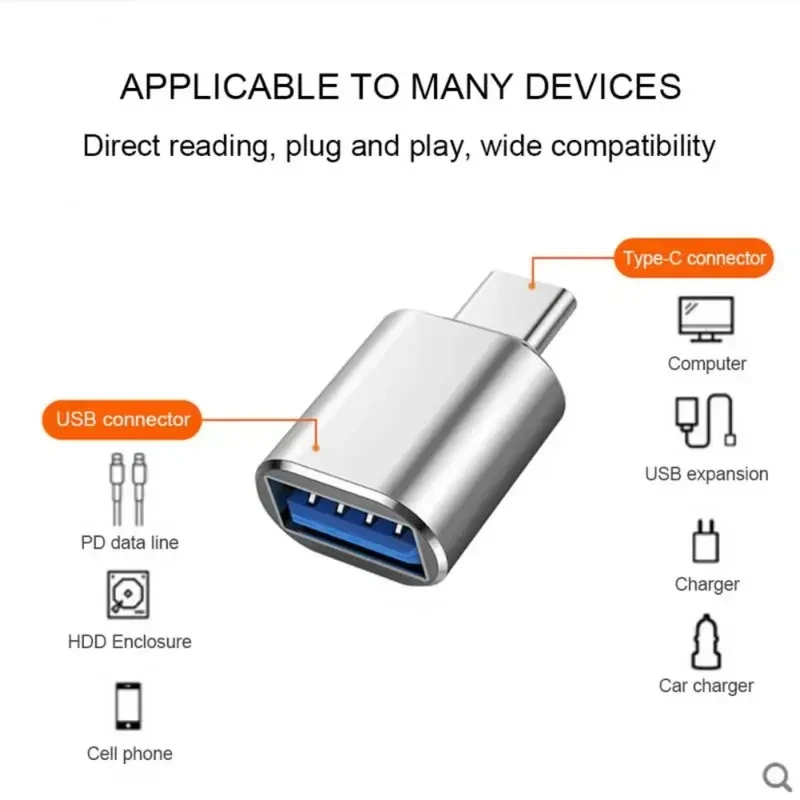 1-4개 USB A 타입 수-USB 타입-C 암 어댑터 변환기, 타입 C-USB 3.0 OTG 어댑터 커넥터 (노트북, 휴대폰 데이터 전송용)