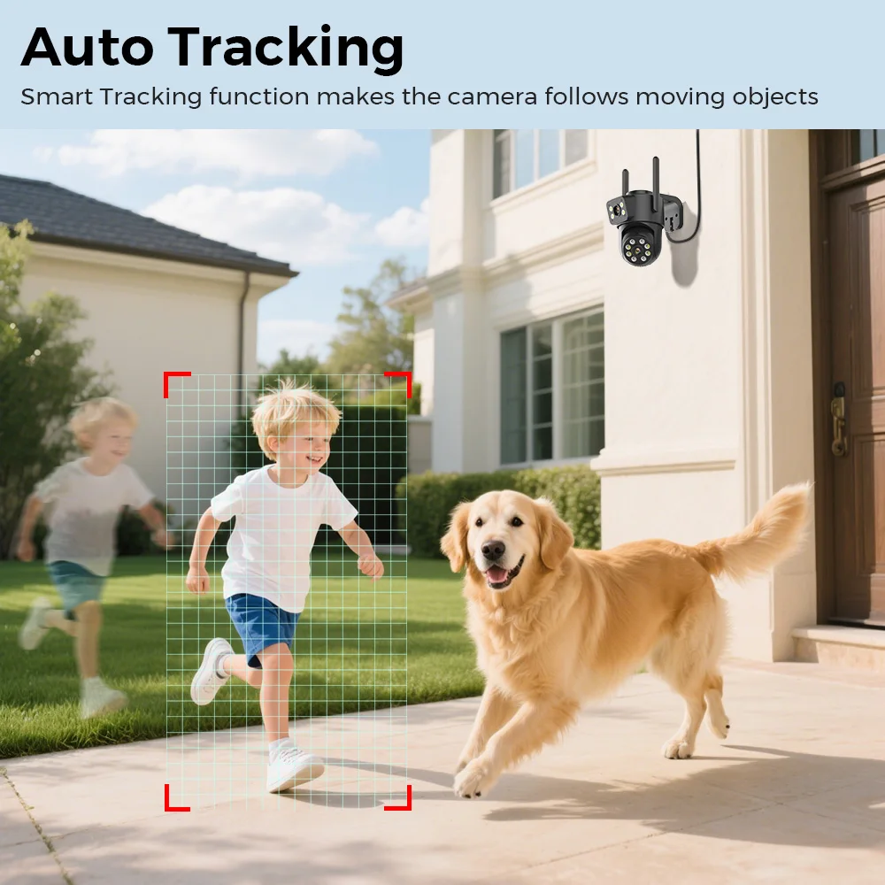 BESDER 8MP Wifi Camera PTZ Dual Screens Outdoor Human Detection Auto Tracking 6MP CCTV Surveillance IP Camera P2P Audio iCSee 1