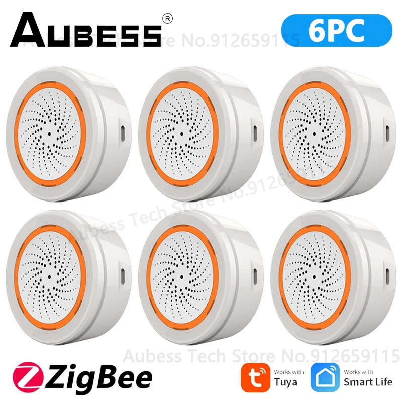 emergency warning light AUBESS Tuya ZigBee Siren Alarm Smart Home Security Protection 90dB Sound Light Alarm System Work With Smart Life Zigbee Gateway security led lights Alarms & Sensors