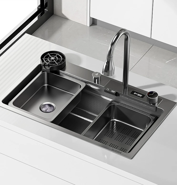 

Single Sink Sink 304 Stainless Steel Sink Kitchen Nano Multi-Functional Vegetable Washing