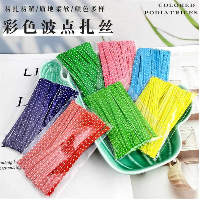 100 Stück 9 cm Draht Metallic Twist Ties für Cello Candy Bag Stahl Backverpackung Ligation Lollipop Dessert Dichtungsbinder