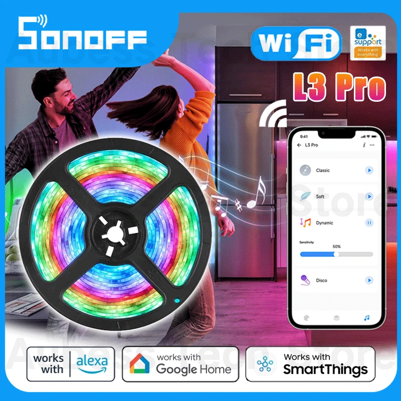 SONOFF L3 Pro RGBIC WiFi Smart LED Strip Lights Via eWeLink Alexa