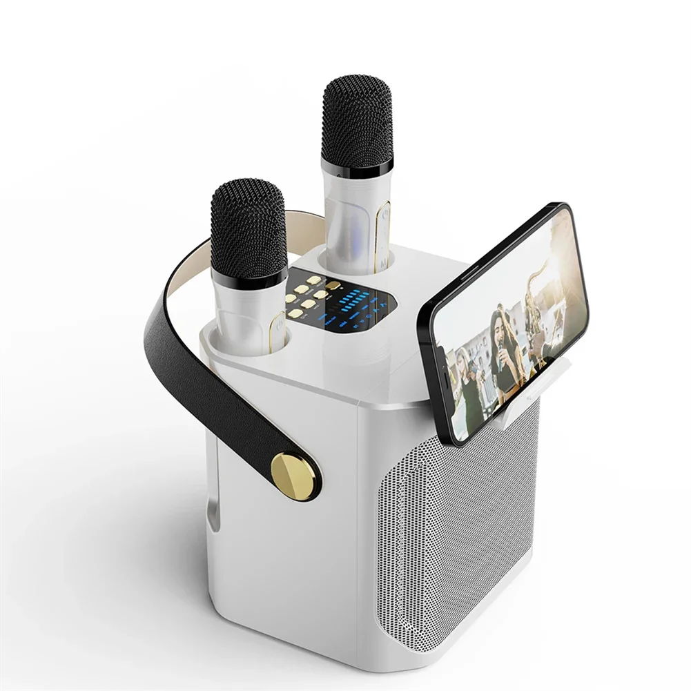 Karaoke Machine Dual Microphones Change Voice Functions Portable Speaker Subwoofer TF Card U Disk Player Party portable speaker