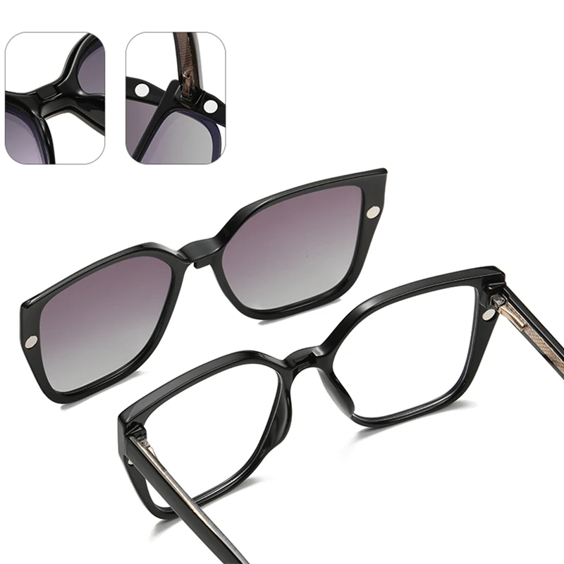 Nearsighted Glasses Blue Light Filter Fashion Cat Eye Anti Glare Polarized Sunglasses Magnetic Clip On Myopia Sun Glasses -2.5 5