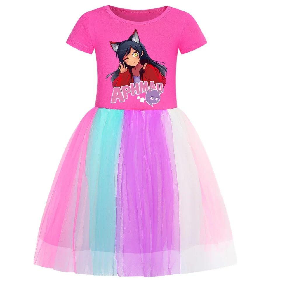 Anime Aphmau Cat Clothes Knee-Length Dresses Cute Cotton Gauze Full Dress Teenagers Cartoon Baby Girls Party Clothing girls dress,princess costume,kids clothes