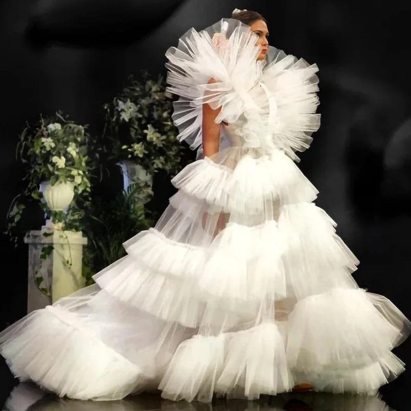 

Sexy A-Line V-Neck Court Train Tiered Pleat Floor-Length Evening Gown Fashion Dress Engagement Birthday Party