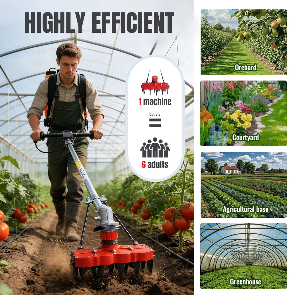 Fresatrice Rotativa per Erbacce da Giardino, Attrezzo per la Rimozione delle Erbacce, Accessorio per Macchina Sarchiatrice per Prato e Giardino - immagine 4