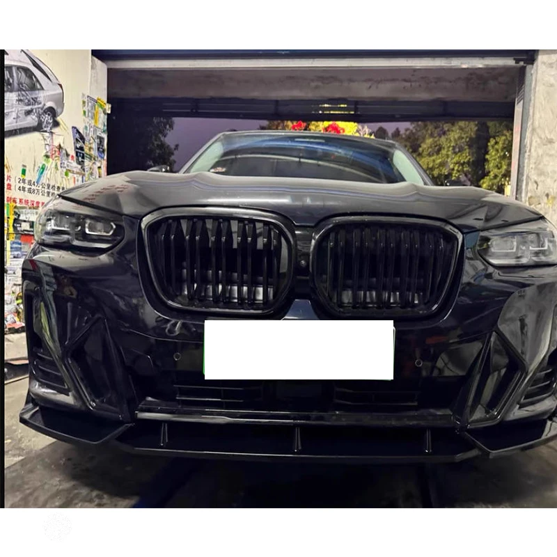 BMW X3 2022-2024용 글로시 블랙 ABS 프론트 범퍼 립 스포일러 바디킷 3PCS 범퍼 보호