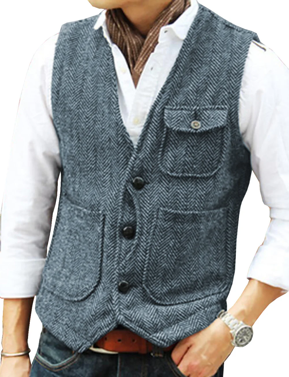 Vest Men's V Neck Wool Waistcoat for Wedding Prom dress vests