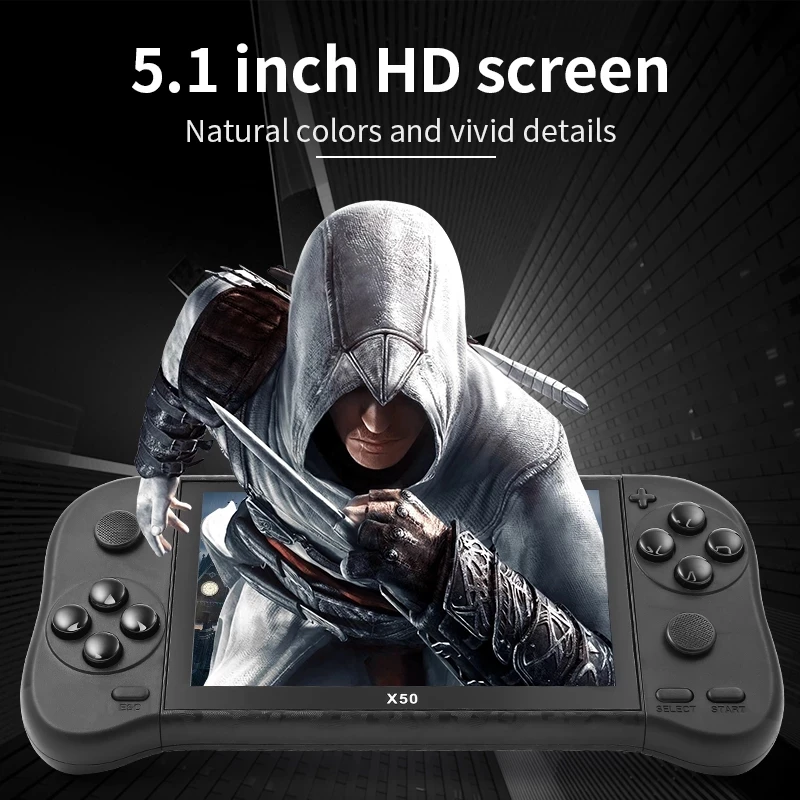2025 X50 5.1 HD screen 64bit Video games supports multiple emulators ortable Handheld Retro Game Console Video Player tv output