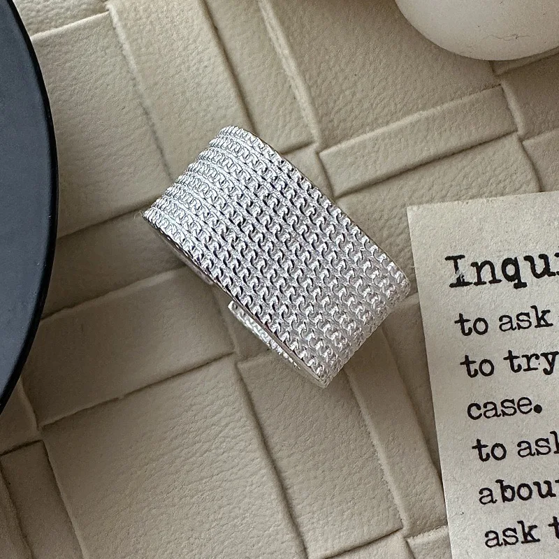 Sterling Silver Rings Simple Square Chain Ring. S84763c69223f422992f700209de72280E