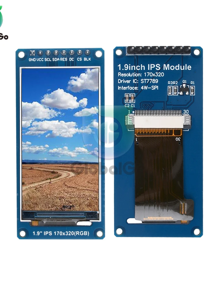 

1.9 - дюймовый IPS полноугольный TFT - дисплей LCD - экран цветной дисплей модуль SPI последовательный порт HD 170x320 ST7789