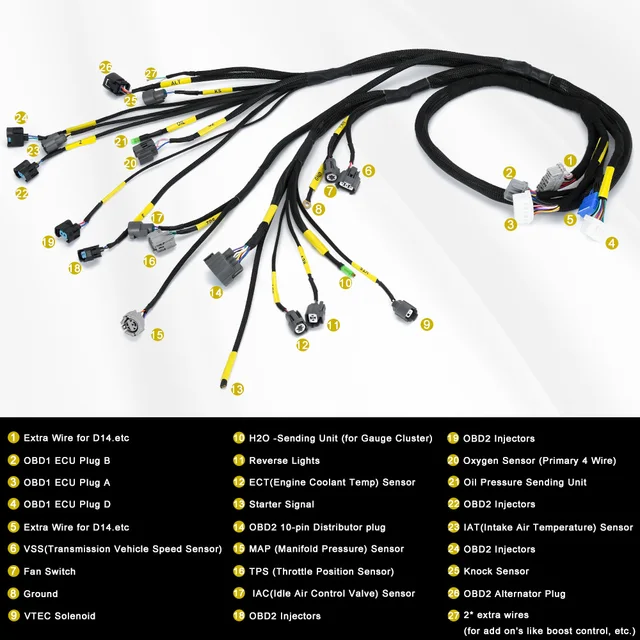 EF⇔EK ECU変換ハーネス ECU からEG6 EJ1 OBD0 シビックタイプR Yahoo