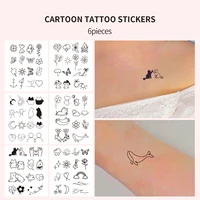 6pcs Waterproof Temporary Tattoo Sticker Minimalist Tattoo Pattern Personality Fake Tatoo Women Men Disposable Tattoo Stickers 1