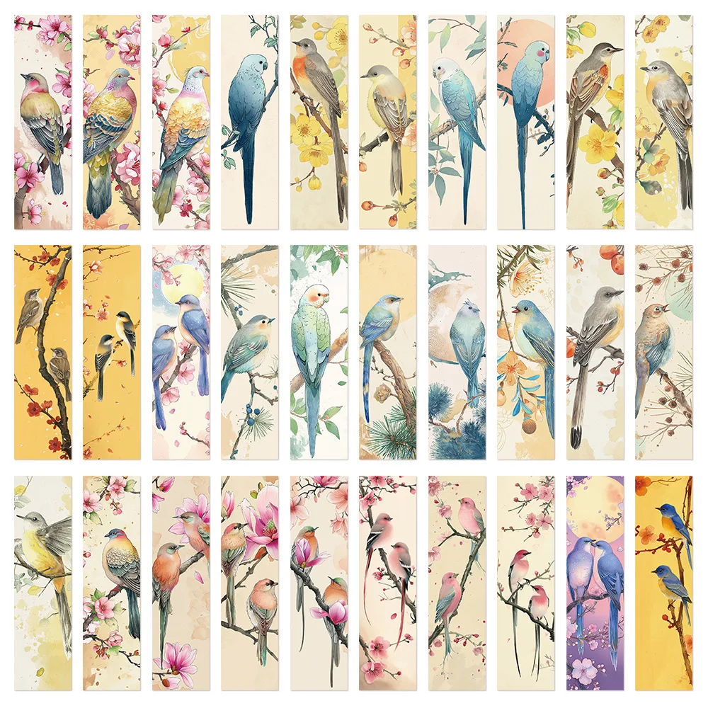 1pack/30pcs Cute Bird Bookmark Magpie Sparrow Cartoon Decoration Reading Book Page Annotation Book Students Use Paper Cards