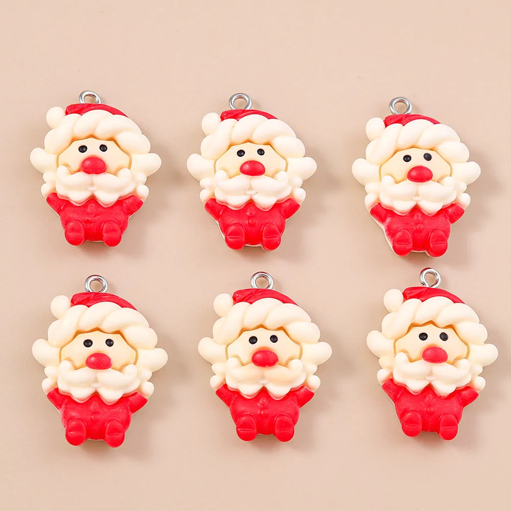 20 Stück Cartoon Harz Weihnachten Weihnachtsmann Charms Anhänger für Schmuckherstellung Tropfen Ohrringe Halsketten Armbänder DIY Handwerk Versorgung