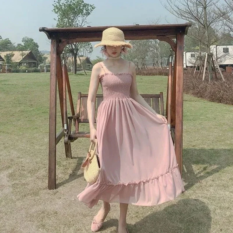 

Women's Summer Sexy Sling White Dress Two-piece French Retro Off-the-shoulder Waist Beach Skirt Flared Sleeve Cardigan + Dress