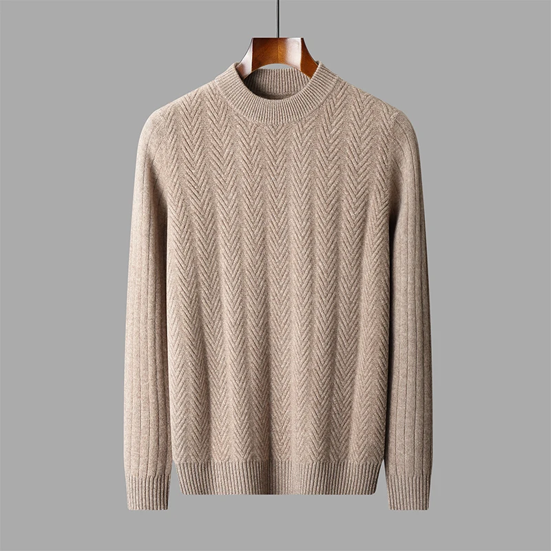 Thickened floral Autumn/winter new 100% Merino wool cashmere sweater men's O-neck pullover warm bottom knit shirt top 5
