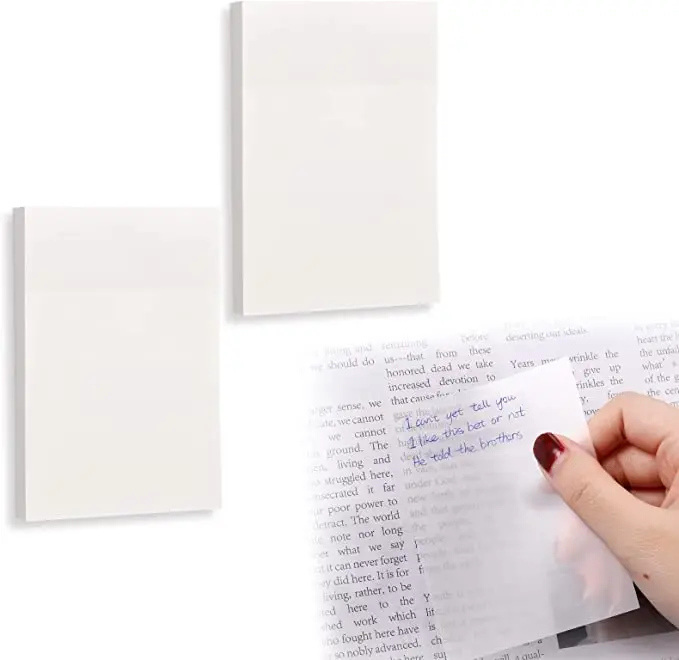 2PCS Sticky Notes Transparent Writing Notepad School Stationery Pad