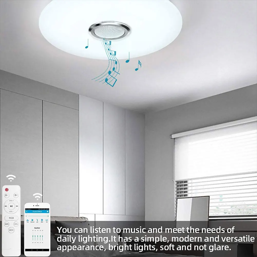 RGB LED Ceiling Light APP Control Bluetooth-compatible Modern Ceiling Lamp Dimmable Smart Light with Speaker 2800K-6500K