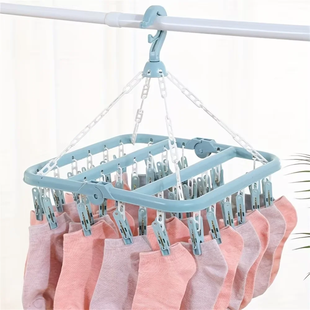 32 Clips Hanging Drying Rack Foldable Baby And Toddler Accessories Finishing Storage Rack 5