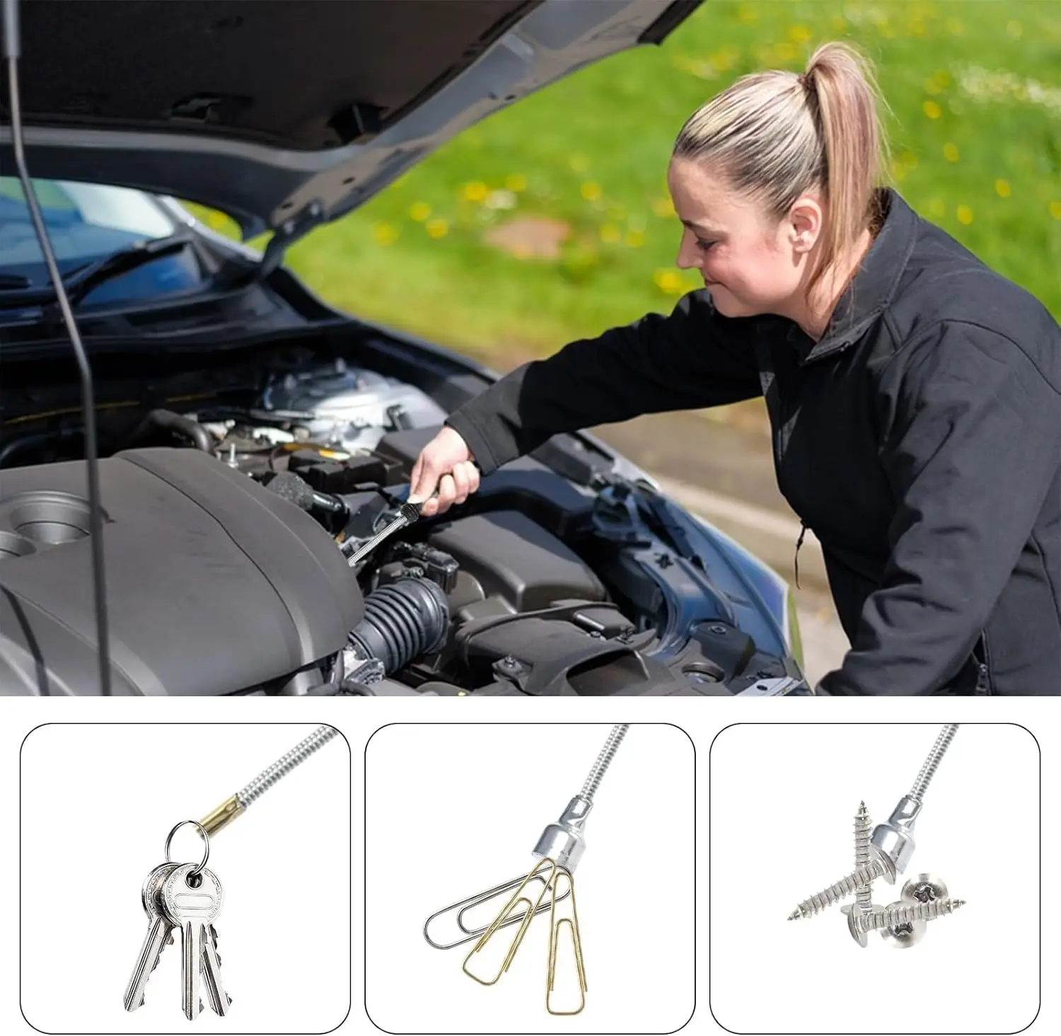 Flexible Magnetic Pickup Tool Extendable Magnetic Handheld Stick with Non-Slip Handle Retrieval Tools For Pick-up Screws Nuts