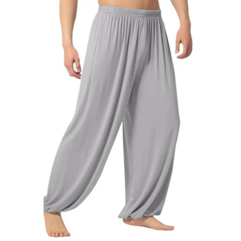 Men’s Pant Solid Color Yoga Pant Morning Exercise Tai Chi Pants Casual Wide Leg Pants Long Pants Male Slacks