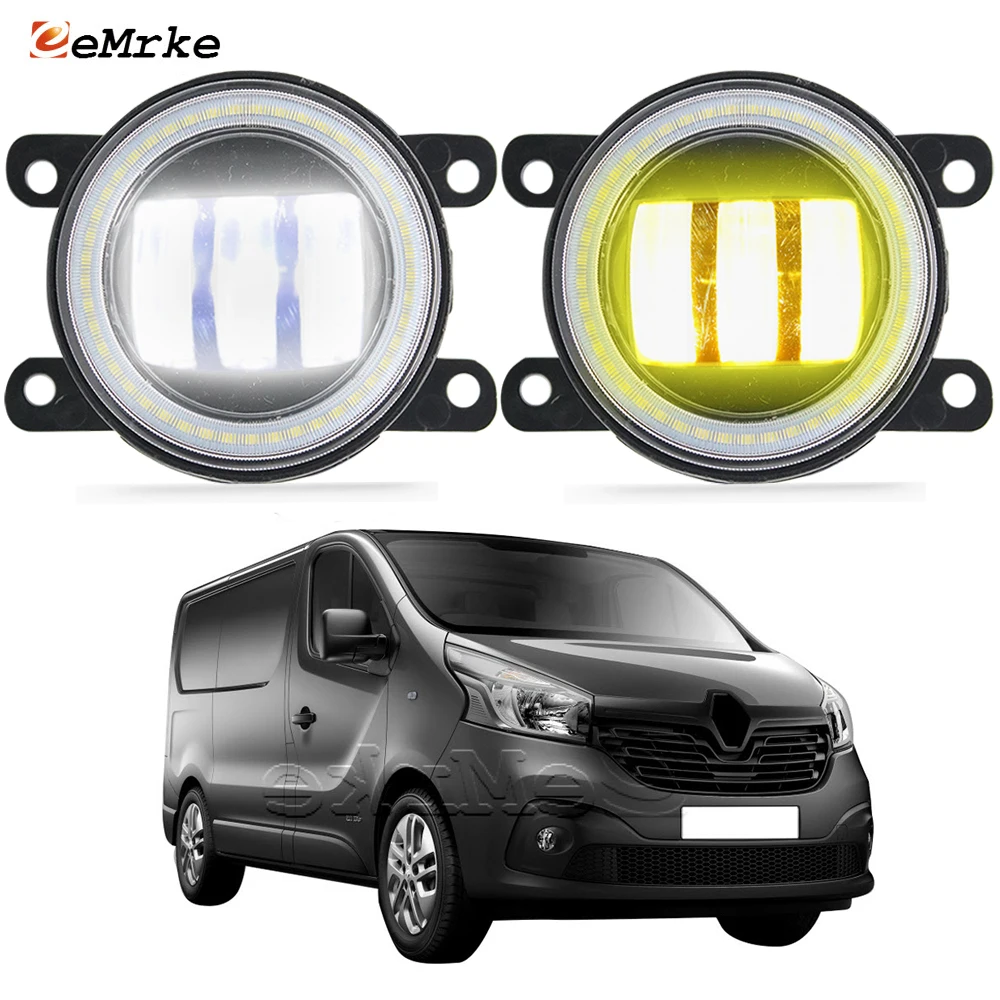 

2x светодиодные противотуманные фары в сборе, линзы, фары для Renault Trafic 3 X82 / Nissan NV300 2016 ~ 2020, дневные ходовые огни Angel Eye DRL