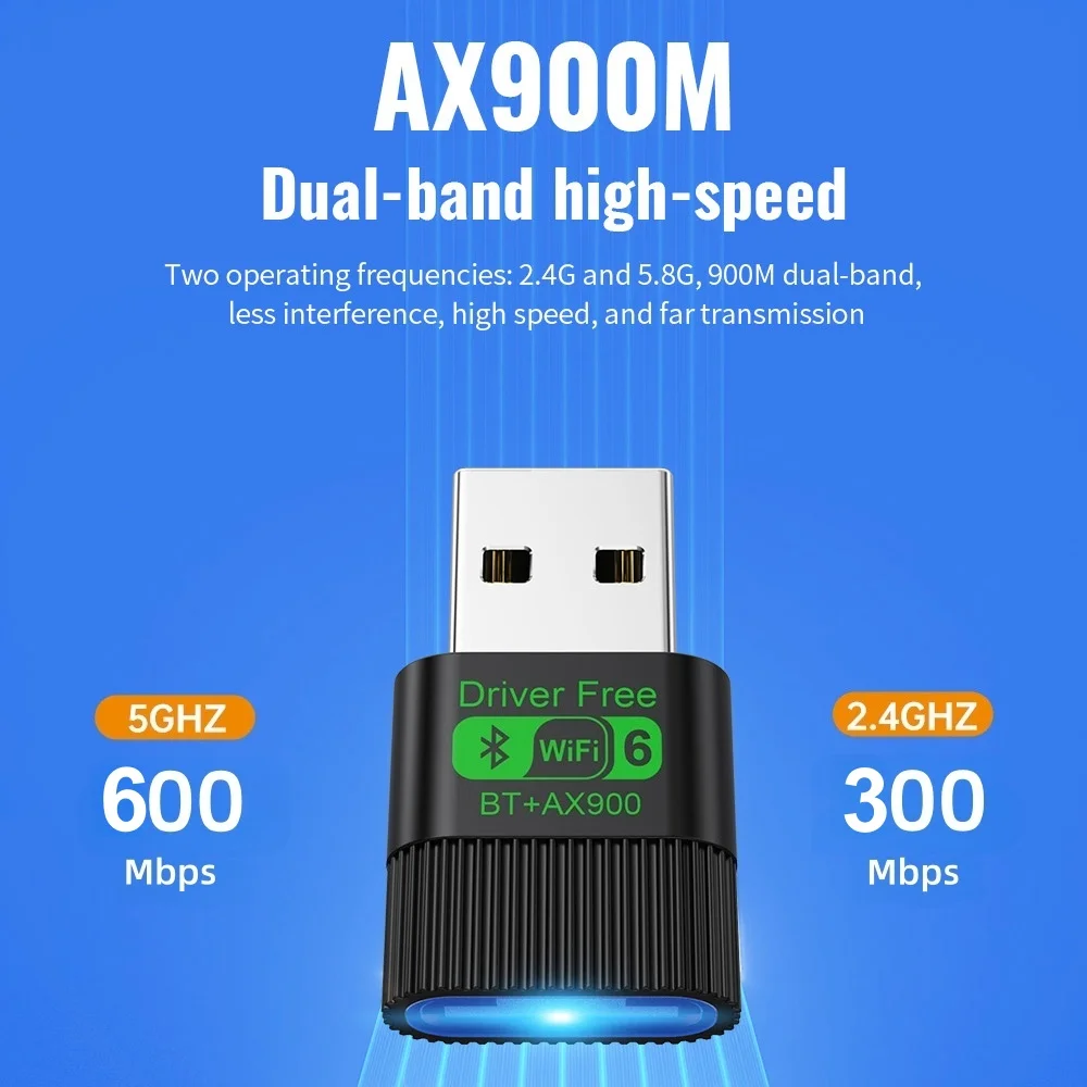 KEBIDUMEI 2IN1 WIFI6 AX900 USB WiFi 네트워크 카드 블루투스 5.4 무선 어댑터 Win10/11용 듀얼 밴드 2.4/5GHz 900Mbps 수신기