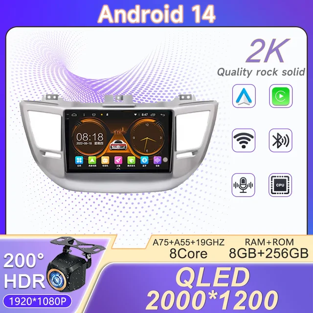 Android 14 Carplay Auto Car Radio For Hyundai Tucson IX35 3 2015 2016 2017 2018 Multimedia Video Player Navigation GPS Head Unit