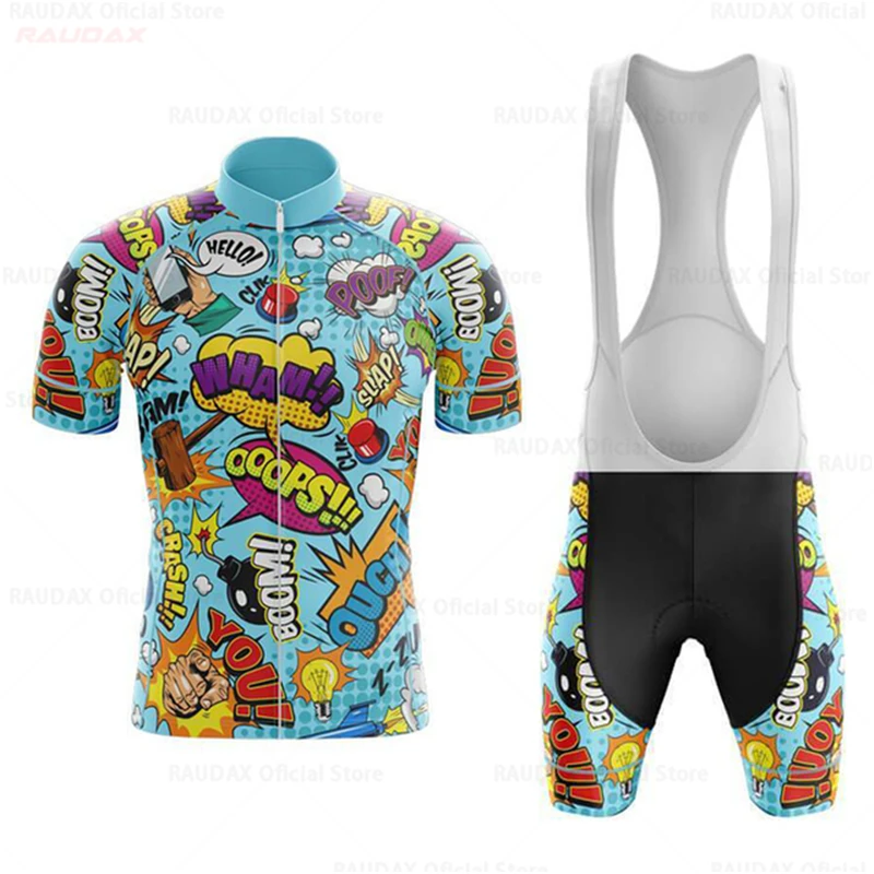 Explosive Comics Cycling Jersey Sets Summer Men's Bicycle Short Sleeve Cycling Clothing Bike Maillot Cycling Jersey Bib Shorts