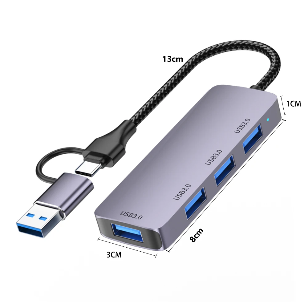 USB 3.0 허브 고속 USBC 도킹 스테이션 확장기, USB 어댑터 분배기, 안드로이드 노트북 맥북 프로 액세서리, 2in 1, 5Gbps