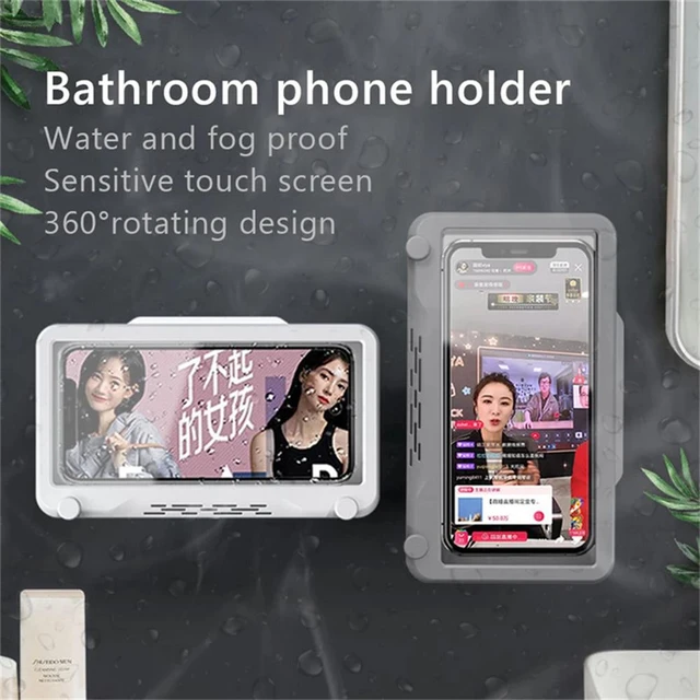 Waterproof Phone Case Stand Wall Mounted Storage Rack For Shower