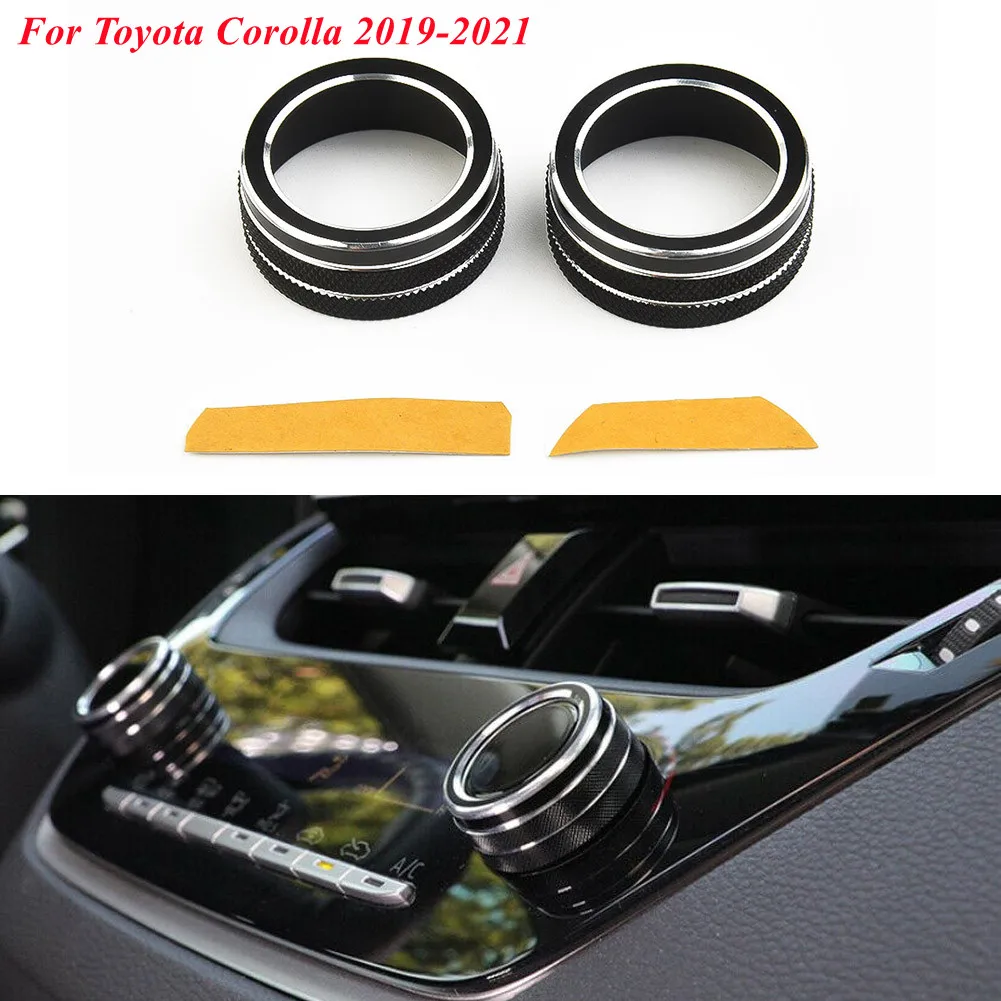 

Center Console AC Knob Cover Trim For Toyota For Corolla 2019-2021 Interior Mouldings Black Aluminum Accessories For Vehicles