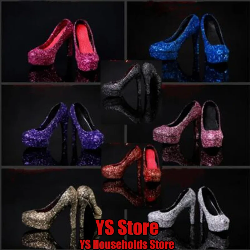 

Multi Styles 1/6 Scale Women Soldier Sequined Crystal Sexy Beauty High Heels Shoes Accessory for 12" Female Figure Body