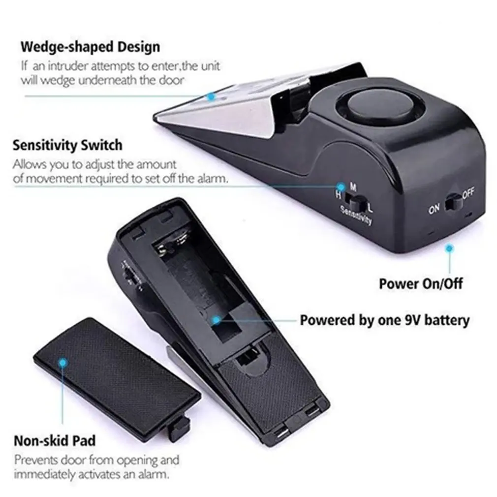 Alerta contra roubo, Wedge Shaped Rolha, 120Db, Viagem, Vibração, Household